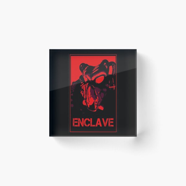 Fallout 1, Fallout 2, Fallout 3, Fallout: New Vegas - X01 Power Armor Enclave Propaganda Poster (Black/Red) Acrylic Block