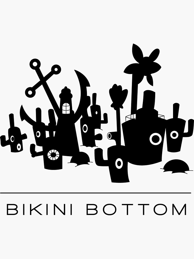 "Bikini Bottom Skyline (Black)" Sticker for Sale by Redbubble
