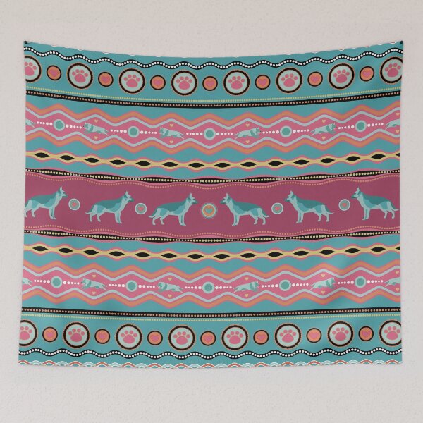 Item preview, German Shepherd Decorative Pattern in pastels designed and sold by k9printart.