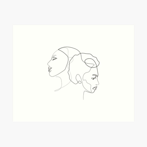 Line Art Abstract Continuous Line Drawing of Set Faces And Hairstyle Line  art Valentines Day Gifts Cutting Board by Creative Modern Art