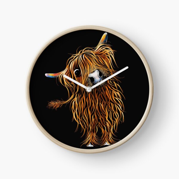 HiGHLaND CoW PRiNT SCoTTiSH ' CoooWeee ' BY SHiRLeY MacARTHuR Clock