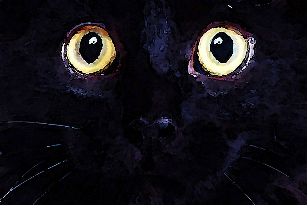"watercolor black cat with yellow eyes" by john brent | Redbubble