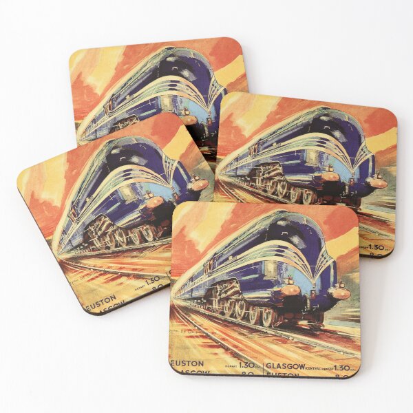 Item preview, Coronation Scot Railway Sunset Steam Train Vintage Travel designed and sold by retroposters.