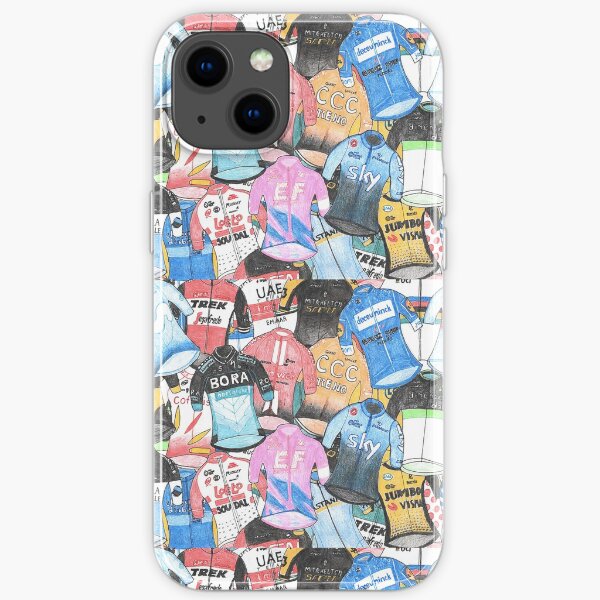 hand-drawn cycling jersey print iPhone Soft Case