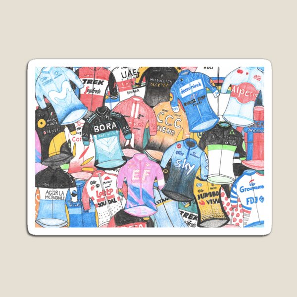hand-drawn cycling jersey print Magnet