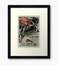 DIUK STOOPED AND CAUGHT CHURILO BY HIS YELLOW CURLS from the story HOW THE COURT OF VLADIMIR RECEIVED A VISITOR FROM INDIA in The Russian Story Book Framed Print