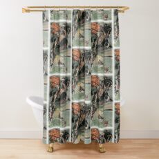 DIUK STOOPED AND CAUGHT CHURILO BY HIS YELLOW CURLS from the story HOW THE COURT OF VLADIMIR RECEIVED A VISITOR FROM INDIA in The Russian Story Book Shower Curtain