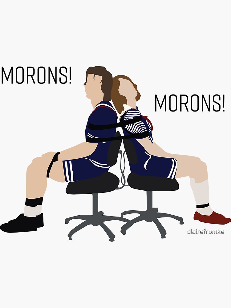 Thumbnail 3 of 3, Sticker, Morons! Stranger Things designed and sold by clairefromke.