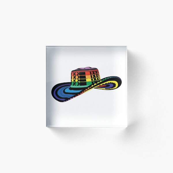 Sombrero Vueltiao - arco iris Acrylic Block