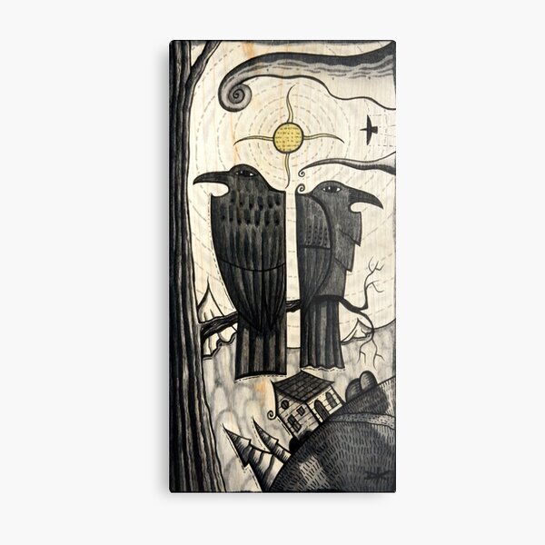 Two Corvids dk_2019july13a crow raven bird art Metal Print
