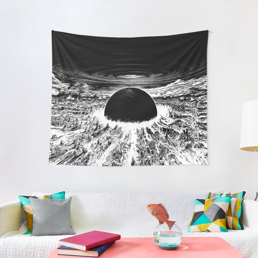 Akira cyberpunk city explosion Tapestry