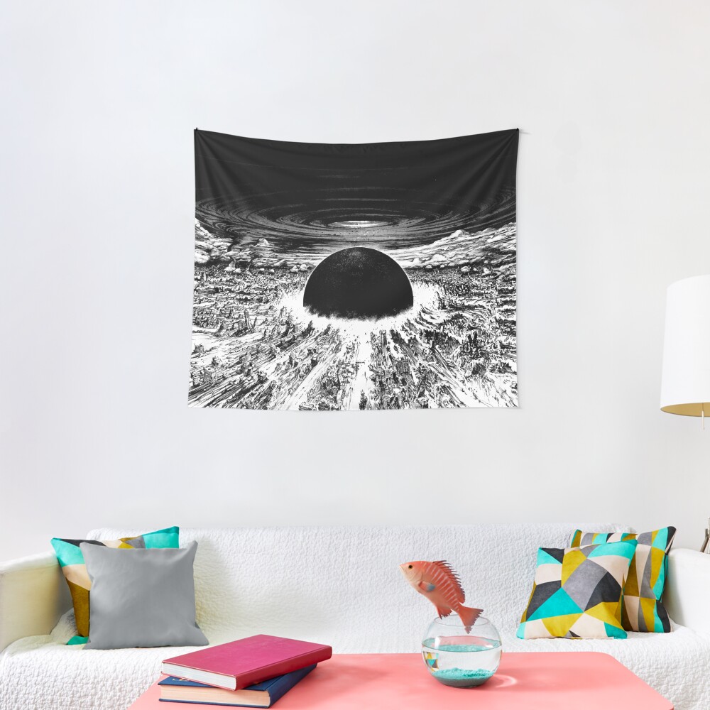 Akira cyberpunk city explosion Tapestry