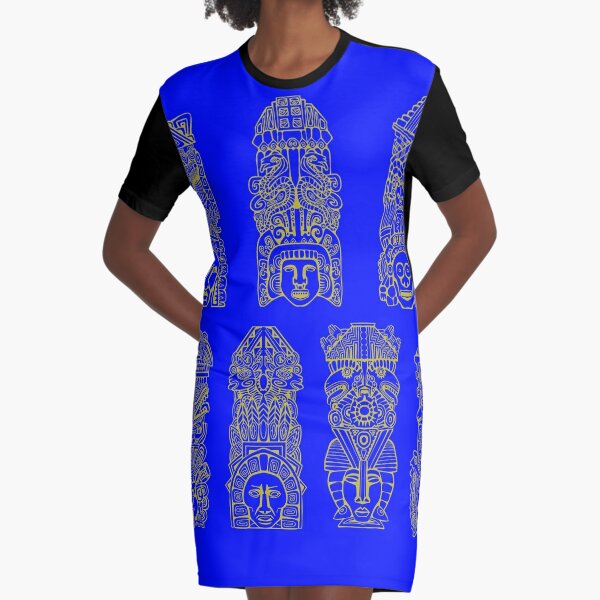 #Illustration, #art, #ancient, #antique, ornate, old, design, aztec, symbol, decoration Graphic T-Shirt Dress