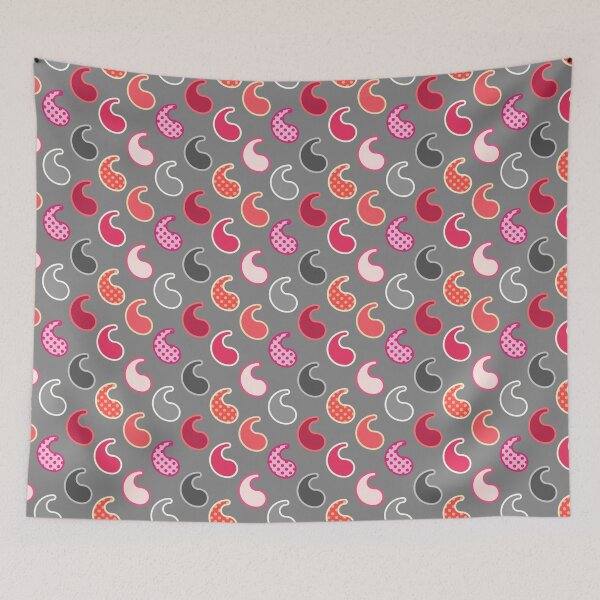 Item preview, Modern Paisley pattern, Coral, Pink on Gray  designed and sold by Marymarice.