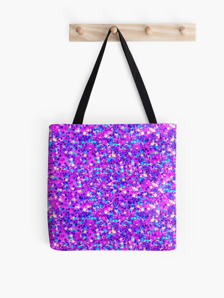 Stofftasche for Sale mit Glitzersterne, Sternglitter, Sparkle Konfetti  Sterne, Mehrfarbig mit Fuchsia Tint,  von EclecticAtHeART