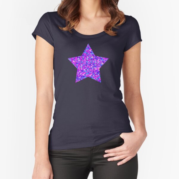 Sparkle Confetti Stars | Multi-color with Fuchsia Tint | Fitted Scoop T-Shirt