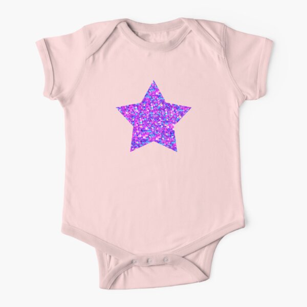 Sparkle Confetti Stars | Multi-color with Fuchsia Tint | Short Sleeve Baby One-Piece