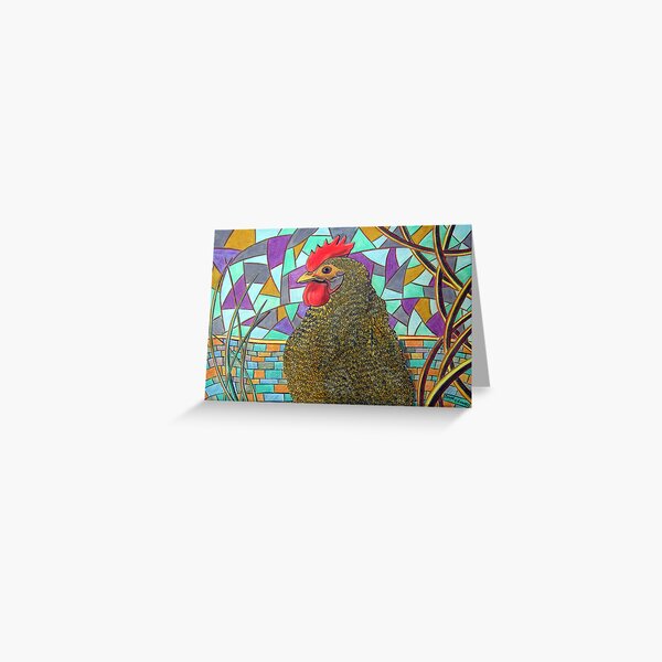 313 - CHICKEN DESIGN - DAVE EDWARDS - COLOURED PENCILS - 2010 Greeting Card