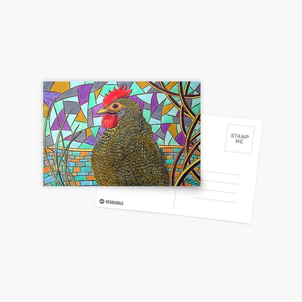313 - CHICKEN DESIGN - DAVE EDWARDS - COLOURED PENCILS - 2010 Postcard