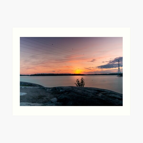 Sunset in Hietaranta Helsinki view Art Print