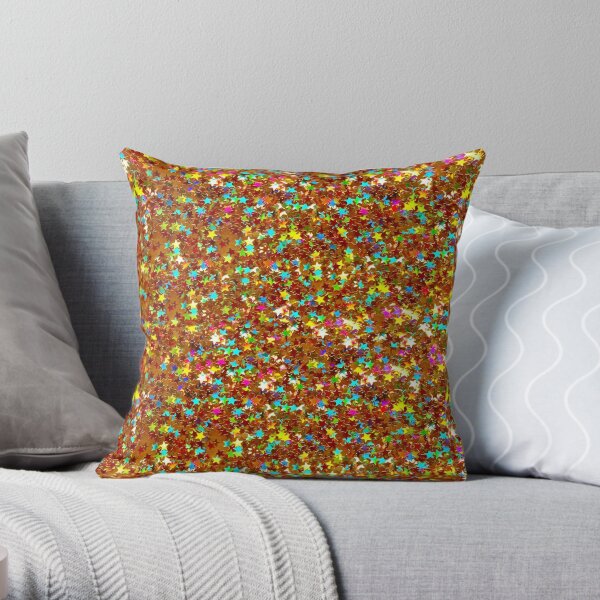 Glitter Stars | Star Glitter | Sparkle Confetti Stars | Multi-color with Copper Tint | Throw Pillow