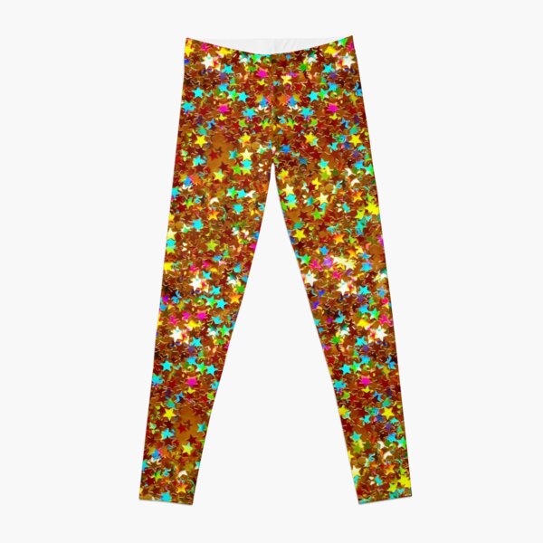 Glitter Stars | Star Glitter | Sparkle Confetti Stars | Multi-color with Copper Tint | Leggings