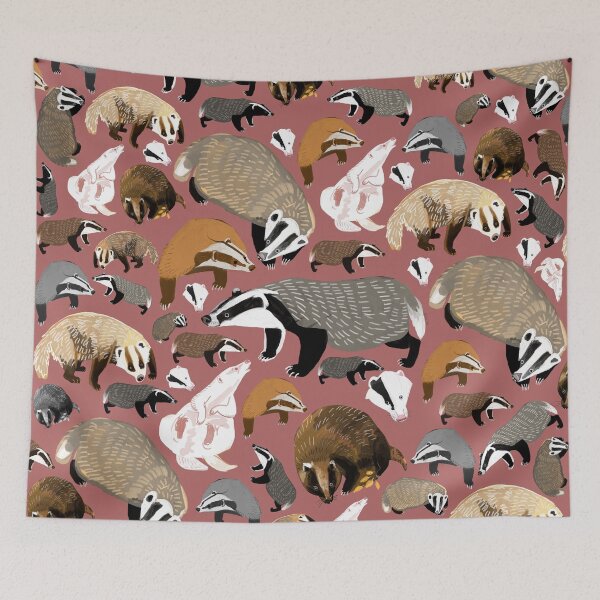 Item preview, Eurasian badgers pattern Pink designed and sold by belettelepink.