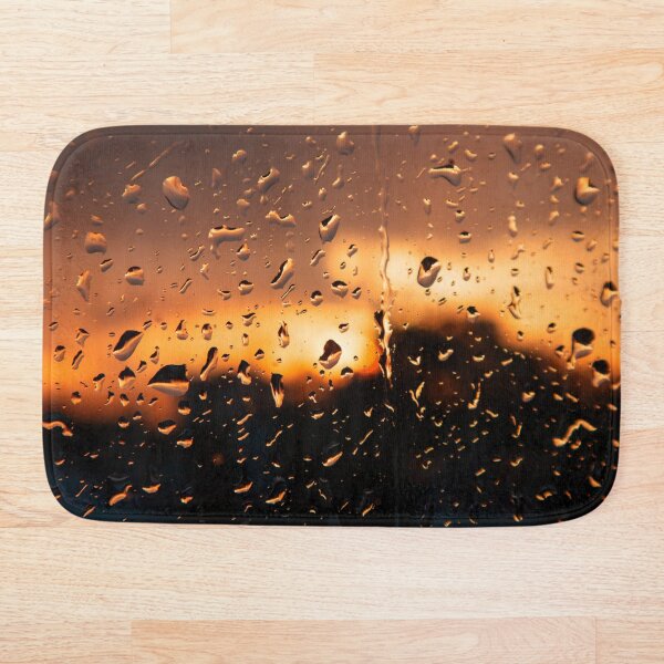 Sunset, raindrops on glass, sunset Bath Mat