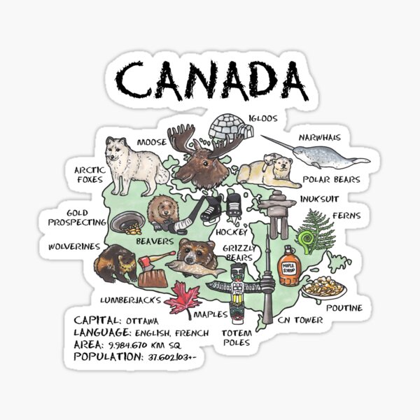 Item preview, Canada - illustrated map designed and sold by BeeHappyShop.