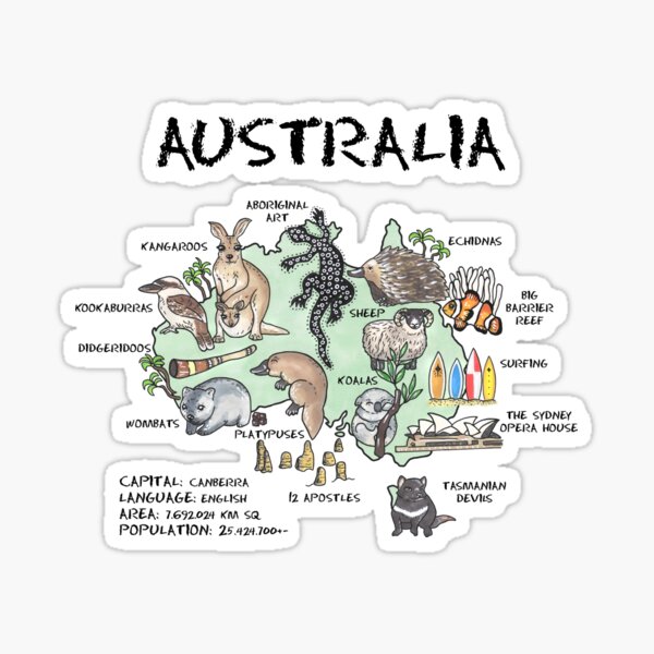 Item preview, Australia - illustrated map designed and sold by BeeHappyShop.