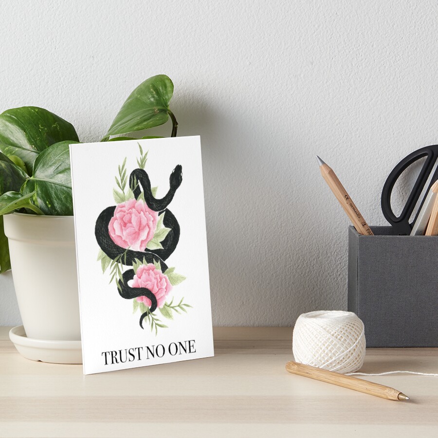 Trust No One snake and flower design