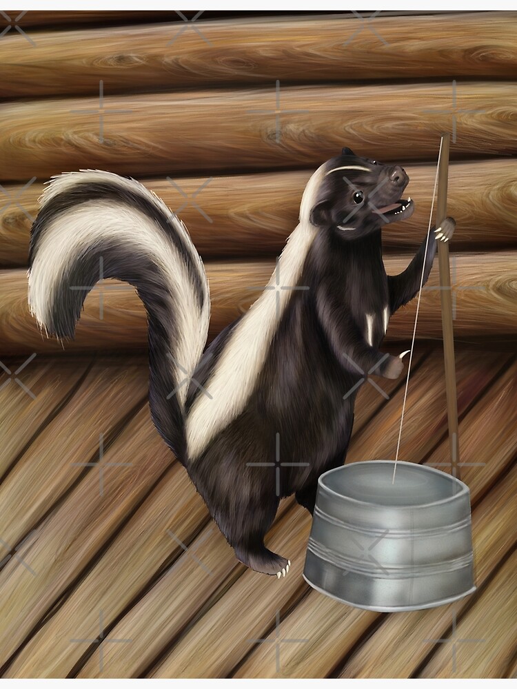 Skunk playing the washtub bass | Postcard