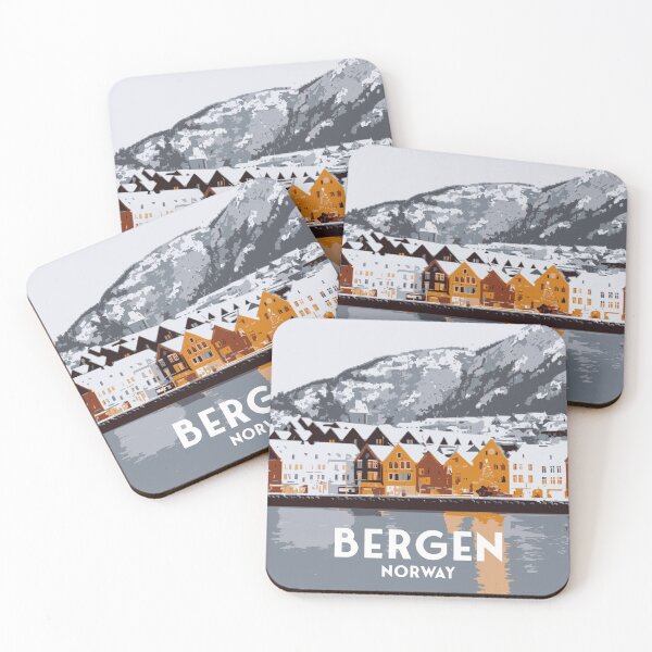 Item preview, Bergen, Norway Landscape Print designed and sold by retro-modern.