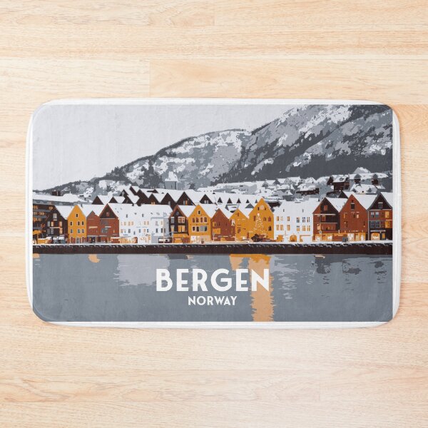 Item preview, Bergen, Norway Landscape Print designed and sold by retro-modern.