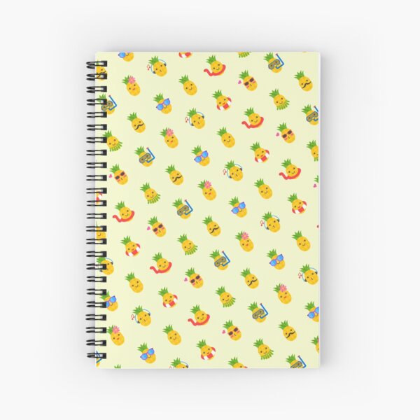 Pineapple Summer Emoji Pattern Spiral Notebook