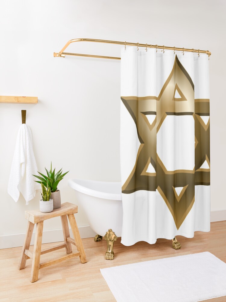 Alternate view of #Star of #David #Kippah Shower Curtain