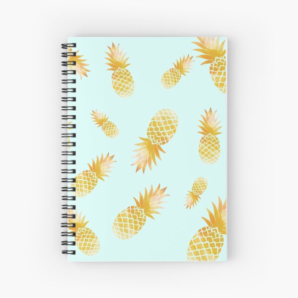 Gold Watercolor Pineapples Spiral Notebook