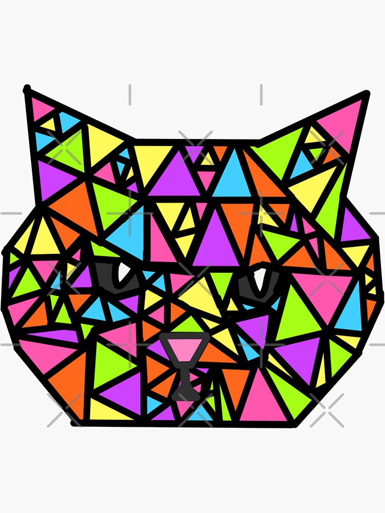 Geo Cat Sticker For Sale By Laffyllama Redbubble