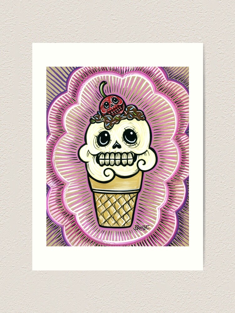 Thumbnail 1 of 3, Art Print, Ice Cream in Pink designed and sold by crashartaustin.