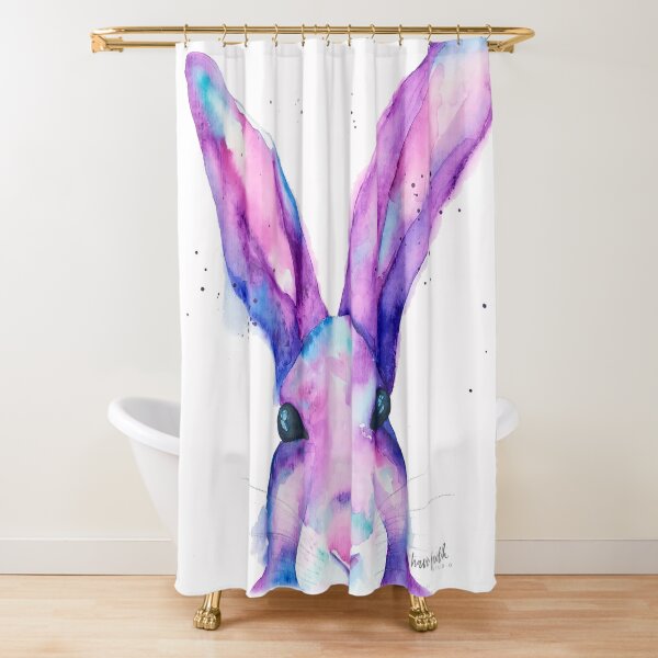 Hello, Purple Rabbit Shower Curtain