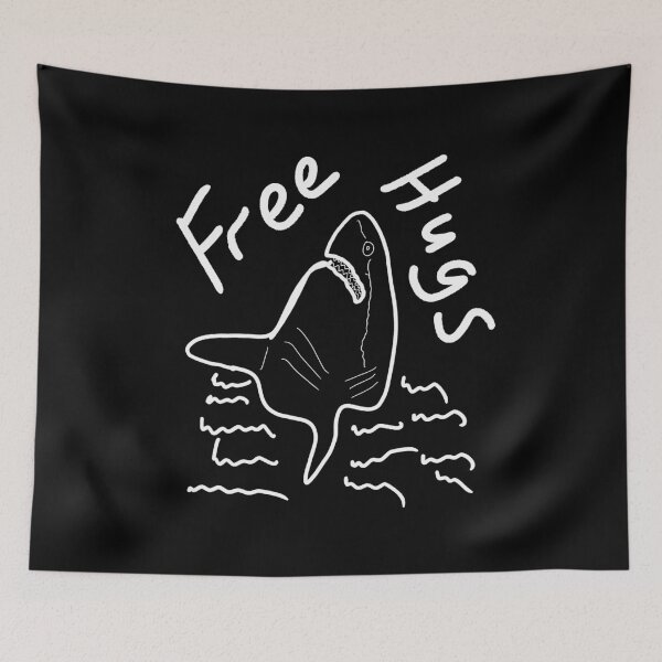 Item preview, Free Hugs Shark Offering Hugs Funny Phrase Graphic design designed and sold by NoveltyMerch.