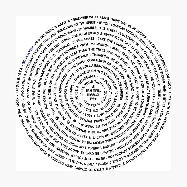 Desiderata 1994 version Photographic Print