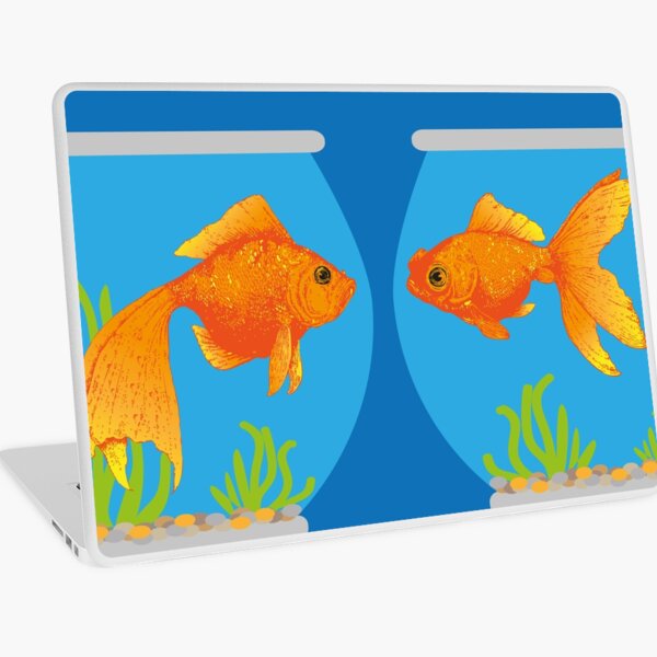 Two Little Goldfish in their Fish Bowls | Vintage Goldfish | Laptop Skin