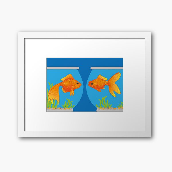 Two Little Goldfish in their Fish Bowls | Vintage Goldfish | Framed Art Print