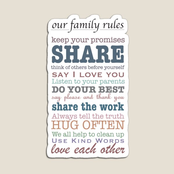 Our Family Rules (colour) Magnet