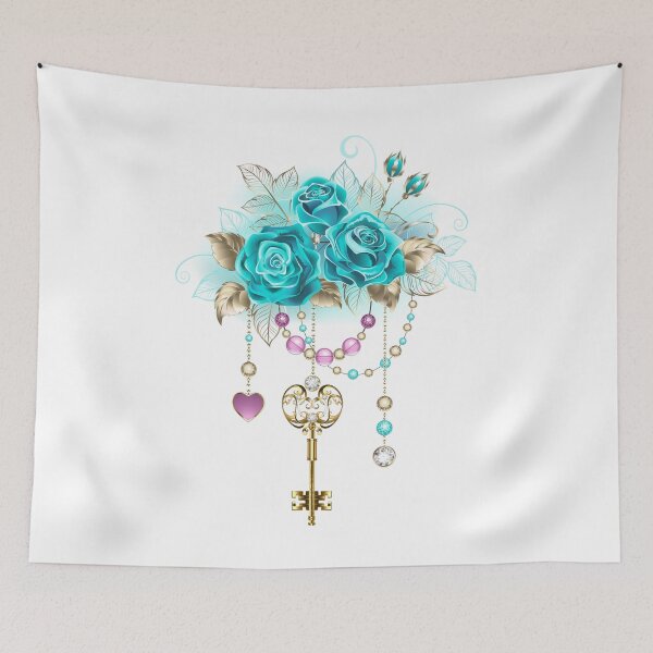 Item preview, Turquoise Roses with Keys designed and sold by Blackmoon9.