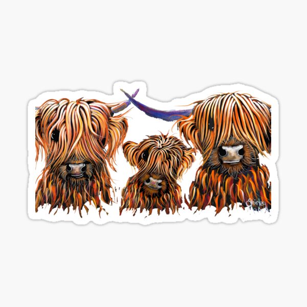 Vista previa del artículo con la obra «Scottish Highland Cows PRiNT 'The Tangerines 2' por Shirley MacArthur», diseñado y vendido por Shirley MacArthur Limited.