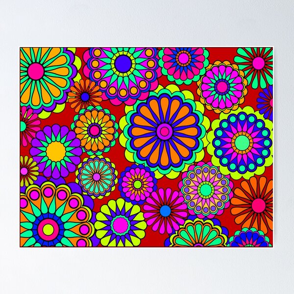 Flower Power Retro Style Hippy Flowers