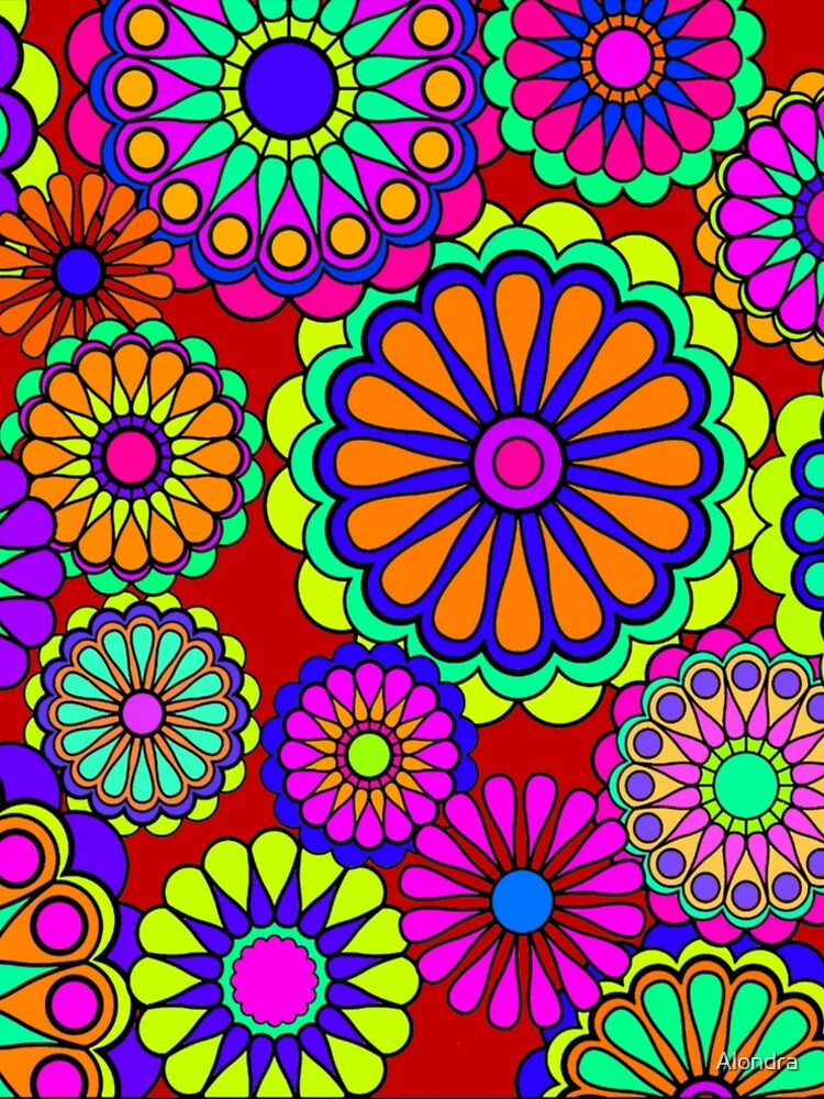 Flower Power Retro Style Hippy Flowers by Alondra