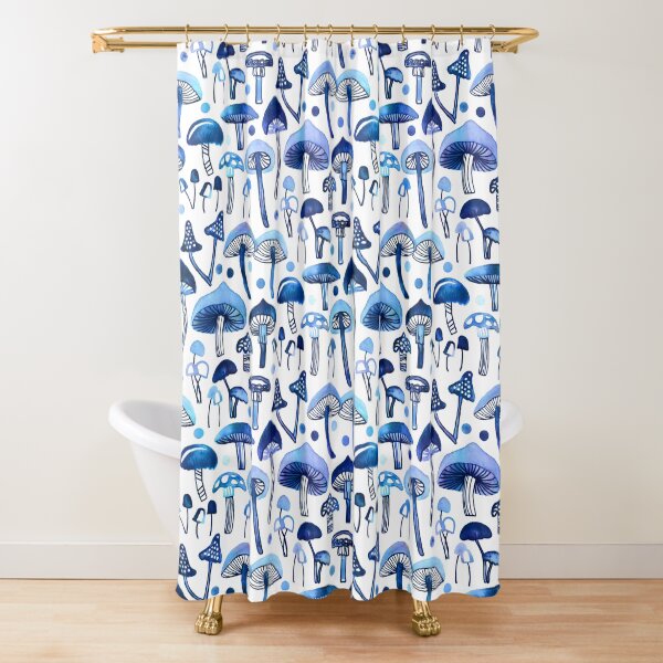 Blue Mushrooms Shower Curtain